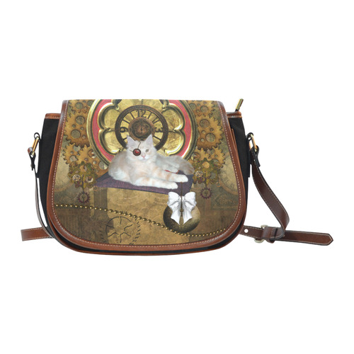 Steampunk, awseome cat clacks and gears Saddle Bag/Small (Model 1649)(Flap Customization)