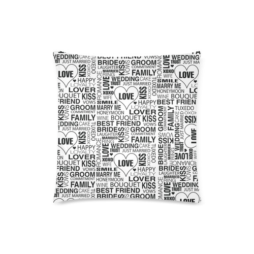 Wedding Gift Pillow Bride Groom Wedding Words Print Pillow Custom Zippered Pillow Case 18"x18"(Twin Sides)