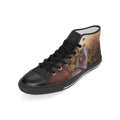 Beautiful wolf in the night Men’s Classic High Top Canvas Shoes (Model 017)