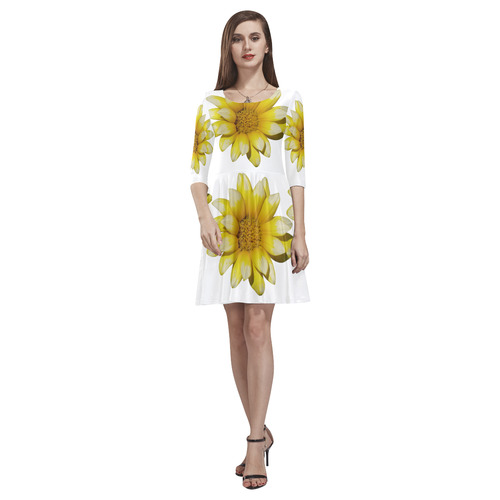 Yellow Flower, floral photography Tethys Half-Sleeve Skater Dress(Model D20)