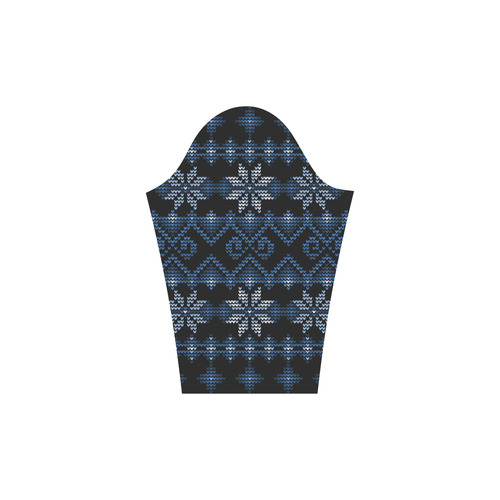 Ugly Christmas Sweater Faux Knit blue, Christmas Rhea Loose Round Neck Dress(Model D22)