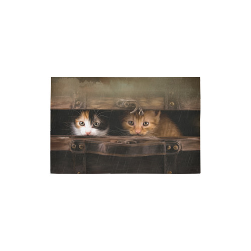 Little cute kitten in an old wooden case Area Rug 2'7"x 1'8‘’