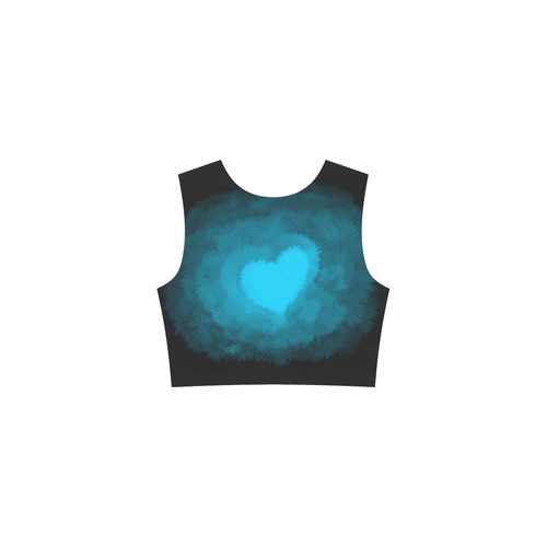 Blue Fluffy Heart, Valentine Tethys Half-Sleeve Skater Dress(Model D20)