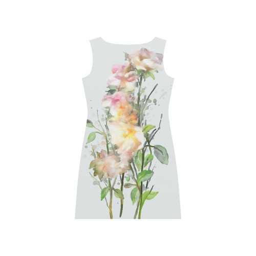 Blend Roses, floral watercolor Rhea Loose Round Neck Dress(Model D22)