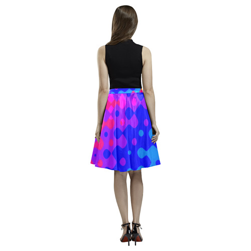 Totally Trippy Hippy Rainbow Melete Pleated Midi Skirt (Model D15)