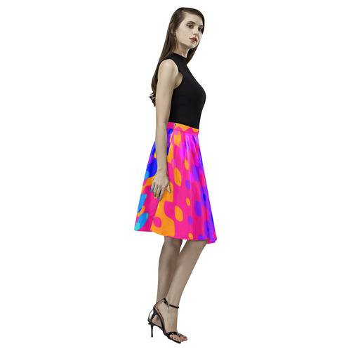 Totally Trippy Hippy Rainbow Melete Pleated Midi Skirt (Model D15)