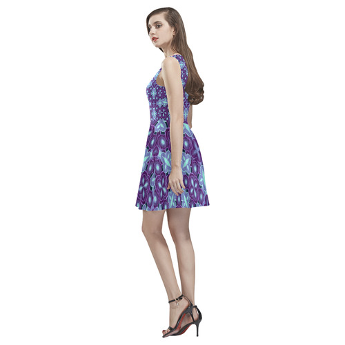 Purple blue seamless pattern Thea Sleeveless Skater Dress(Model D19)