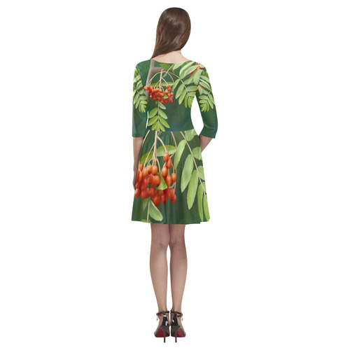 Plant Watercolor Rowan tree - Sorbus aucuparia Tethys Half-Sleeve Skater Dress(Model D20)