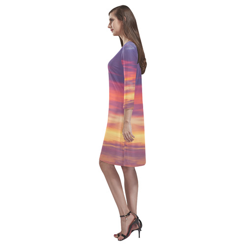 Fire in the sky photo Rhea Loose Round Neck Dress(Model D22)