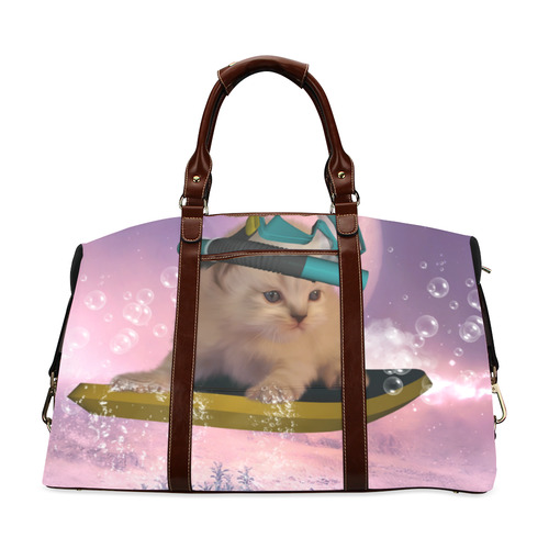 Funny surfing kitten Classic Travel Bag (Model 1643) Remake