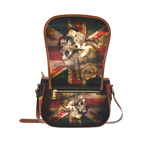 Grunge Skull and British Flag Saddle Bag/Large (Model 1649)