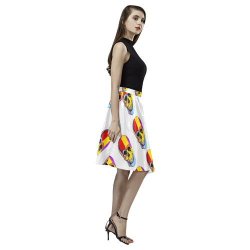 Fun Skull by Popart Lover Melete Pleated Midi Skirt (Model D15)