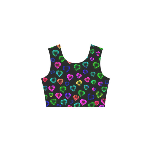 blurry neon hearts Tethys Half-Sleeve Skater Dress(Model D20)