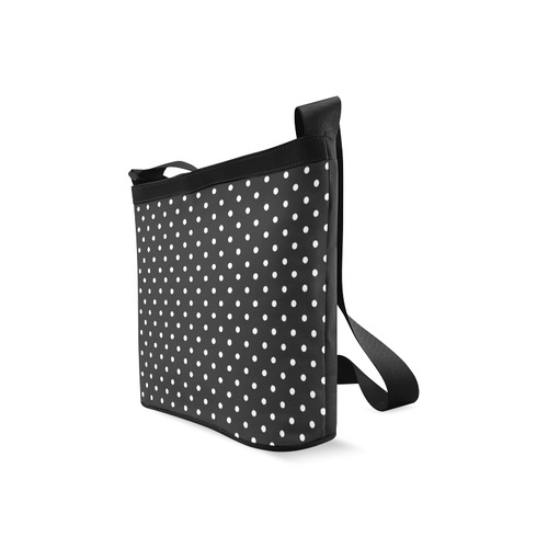 Black and White Polka Dots, White Dots on Black Crossbody Bags (Model 1613)