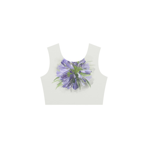 Delicate floral watercolor Purple, green Flower Tethys Half-Sleeve Skater Dress(Model D20)