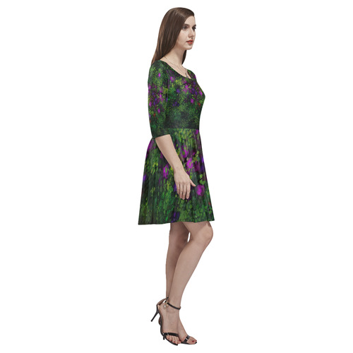 Wild Rose Garden, Oil painting. Red, purple, green Tethys Half-Sleeve Skater Dress(Model D20)