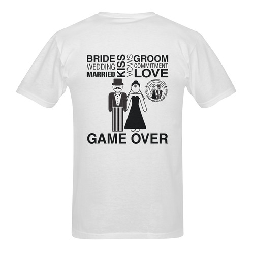 Mens Wedding T Shirt Bride Groom Gift Tshirt Game Over Men's T-Shirt in USA Size (Two Sides Printing)