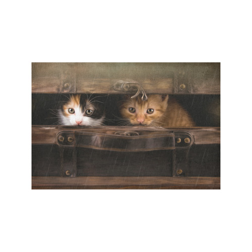 Little cute kitten in an old wooden case Placemat 12’’ x 18’’ (Two Pieces)