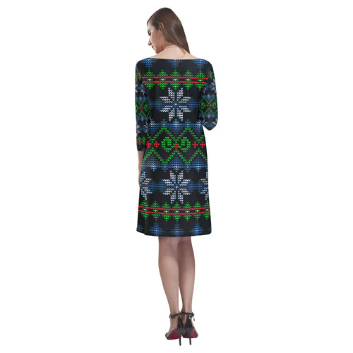 Ugly Christmas Sweater Knit, Christmas Rhea Loose Round Neck Dress(Model D22)