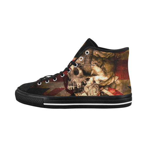 Grunge Skull and British Flag Vancouver H Women's Canvas Shoes (1013-1)