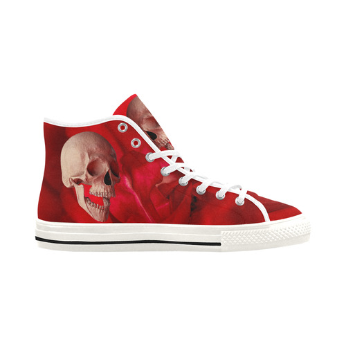 Funny Skull and Red Rose Vancouver H Women's Canvas Shoes (1013-1)