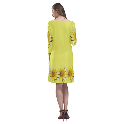 Yellow Flower, floral photography Rhea Loose Round Neck Dress(Model D22)