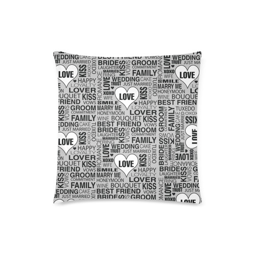 Wedding Gift Pillow Bride Groom Wedding Words Print Pillow Grey Custom Zippered Pillow Case 18"x18"(Twin Sides)