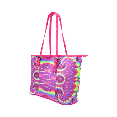 fractal patter -Unicorn-style-Annabellerockz-tote-bag Leather Tote Bag/Large (Model 1651)