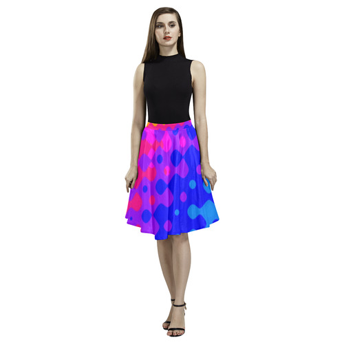 Totally Trippy Hippy Rainbow Melete Pleated Midi Skirt (Model D15)