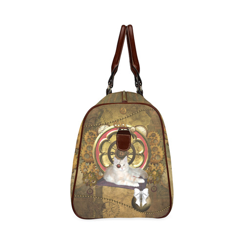 Steampunk, awseome cat clacks and gears Waterproof Travel Bag/Small (Model 1639)