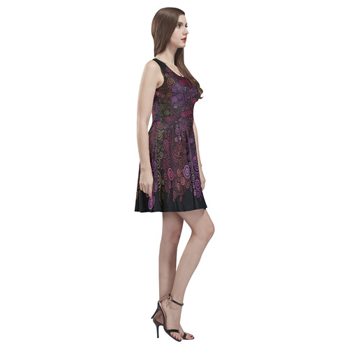 Psychedelic 3D Rose Thea Sleeveless Skater Dress(Model D19)