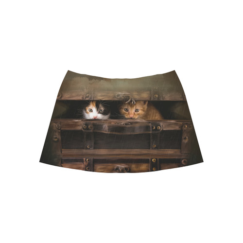 Little cute kitten in an old wooden case Aoede Crepe Skirt (Model D16)