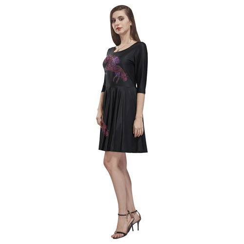 3d Floral Psychedelic Unicorn Tethys Half-Sleeve Skater Dress(Model D20)