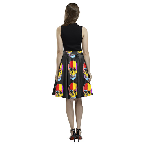 Bunt Skull by Popart Lover Melete Pleated Midi Skirt (Model D15)