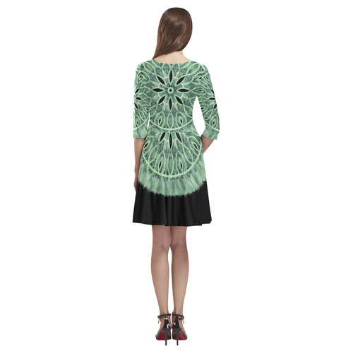 Faux Stitch and Fur mint green 3D decoration Tethys Half-Sleeve Skater Dress(Model D20)
