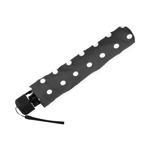 Black and White Polka Dots, White Dots on Black Foldable Umbrella (Model U01)