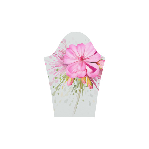 Pink flower color splash - floral watercolor Rhea Loose Round Neck Dress(Model D22)