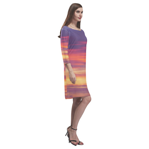 Fire in the sky photo Rhea Loose Round Neck Dress(Model D22)