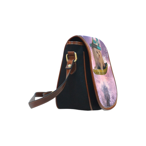 Funny surfing kitten Saddle Bag/Small (Model 1649)(Flap Customization)