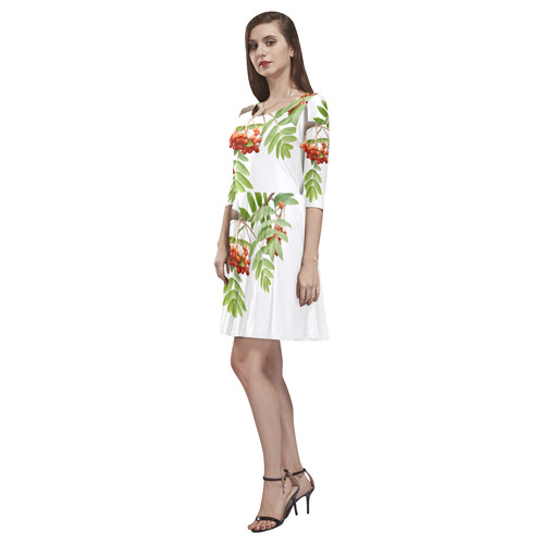 Rowan tree plant watercolor Tethys Half-Sleeve Skater Dress(Model D20)