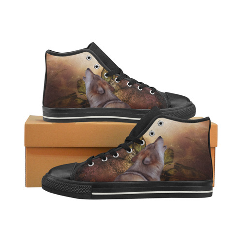 Beautiful wolf in the night Men’s Classic High Top Canvas Shoes (Model 017)