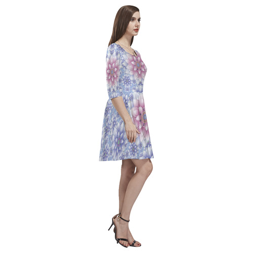 ornaments pink, blue, pattern Tethys Half-Sleeve Skater Dress(Model D20)