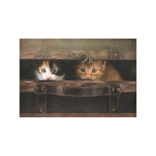 Little cute kitten in an old wooden case Placemat 12’’ x 18’’ (Four Pieces)