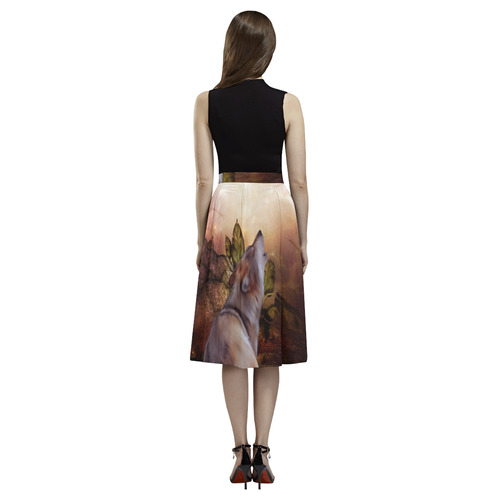 Beautiful wolf in the night Aoede Crepe Skirt (Model D16)