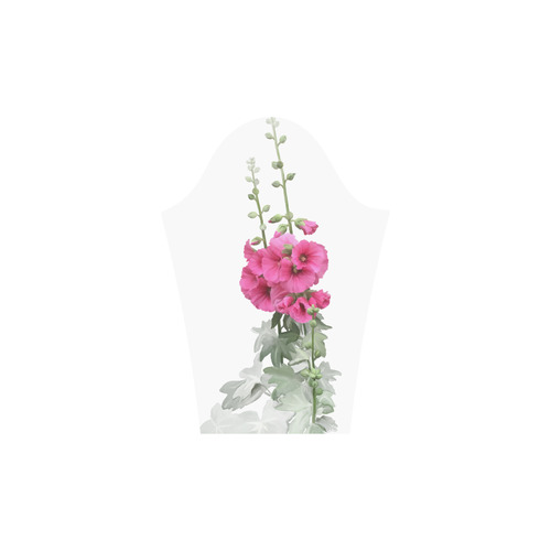 Pink Hollyhocks, floral watercolor Rhea Loose Round Neck Dress(Model D22)