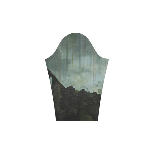 Celtic ruins, photo and watercolor, spooky horror Rhea Loose Round Neck Dress(Model D22)