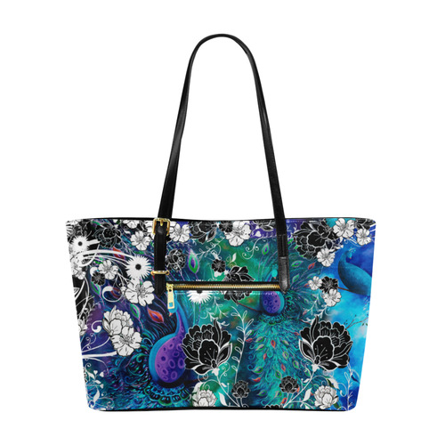 Peacock Colorful Garden Print Handbag by Juleez Euramerican Tote Bag/Large (Model 1656)