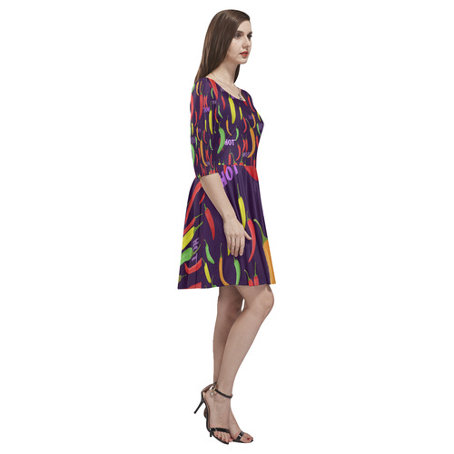 Hot peppar, chili Tethys Half-Sleeve Skater Dress(Model D20)