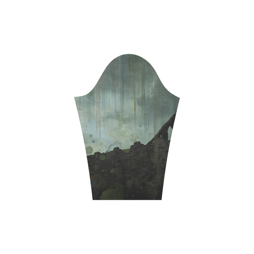 Celtic ruins, photo and watercolor, spooky horror Rhea Loose Round Neck Dress(Model D22)