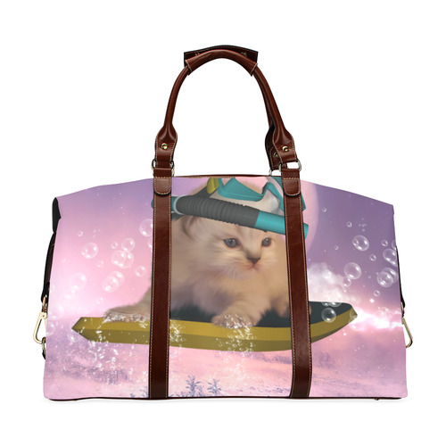 Funny surfing kitten Classic Travel Bag (Model 1643) Remake